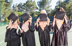 18 year old girl Nicole Ray showing off her tits and twat on golf course